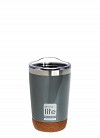 Light Grey (Cork Bottom) Coffee Thermos 370ml | Διαφανές Καπάκι