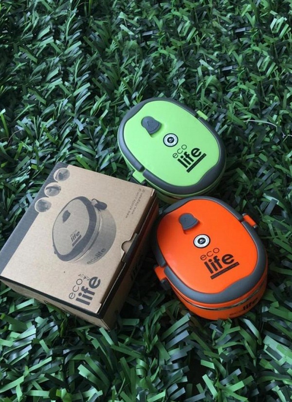 ECOLIFE Ανοξείδωτο πορτοκαλί φαγητοδοχείο 800ml